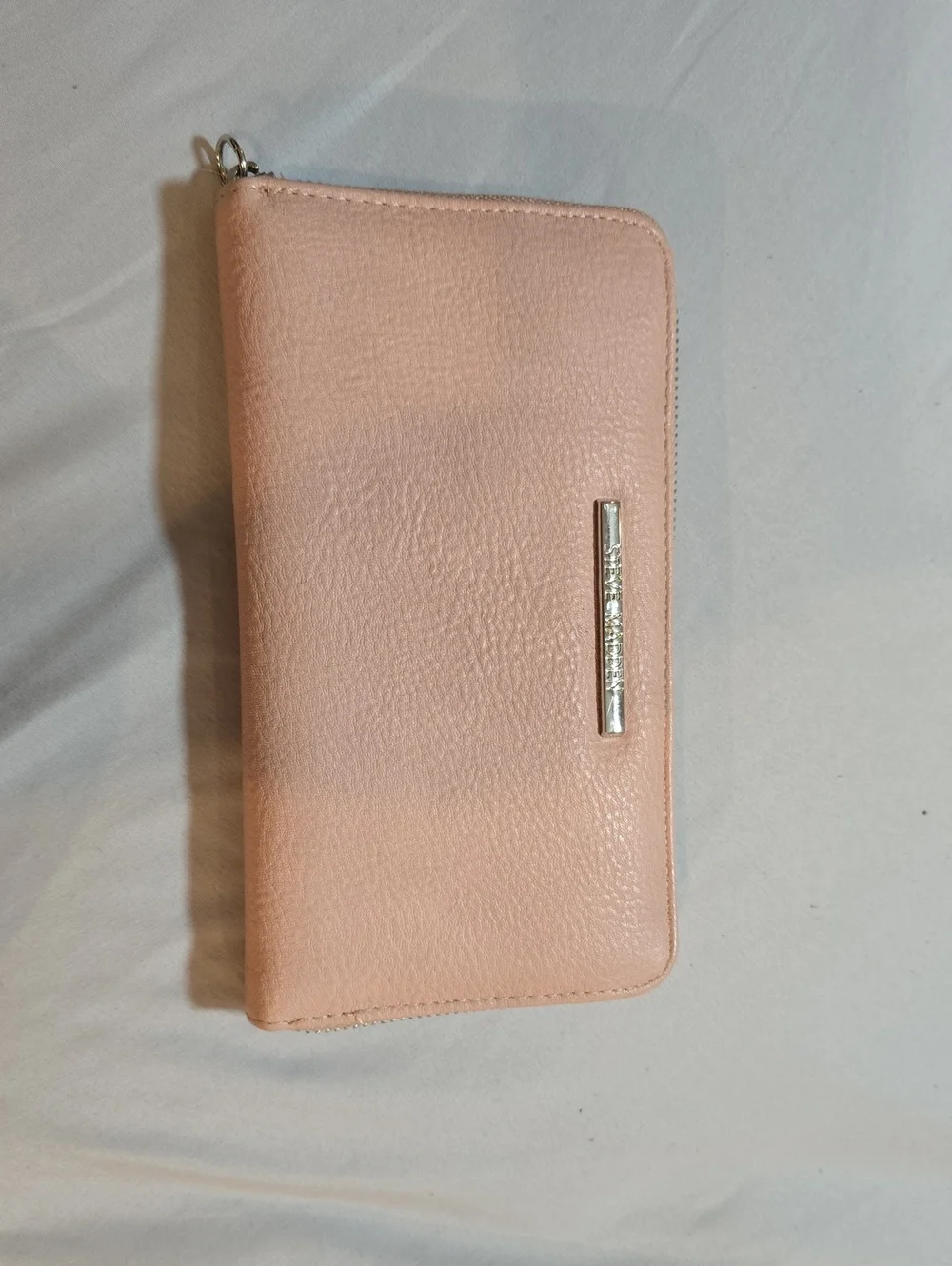 Steve Madden Pale Pink Zip-Around Wallet with Silver Accent